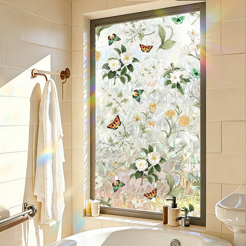 Plant and flower window stickers for glass, decorative decals for bedrooms, living rooms, kitchens, and bathrooms, renovation film