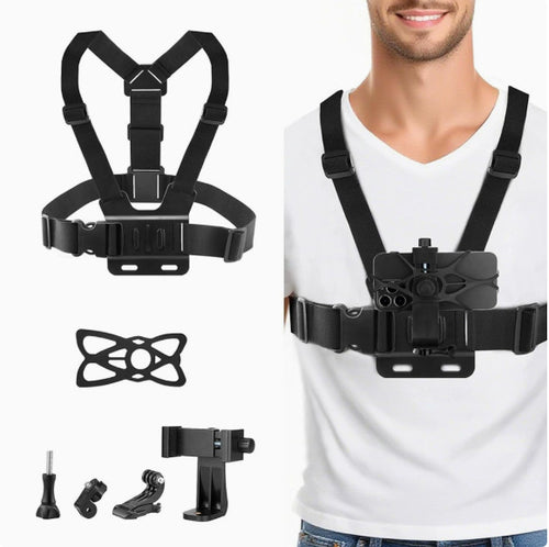 GoPro Chest Mount for First-Person Perspective Shooting: Chest Strap Mobile Phone Holder for Outdoor Cycling and Live Streaming