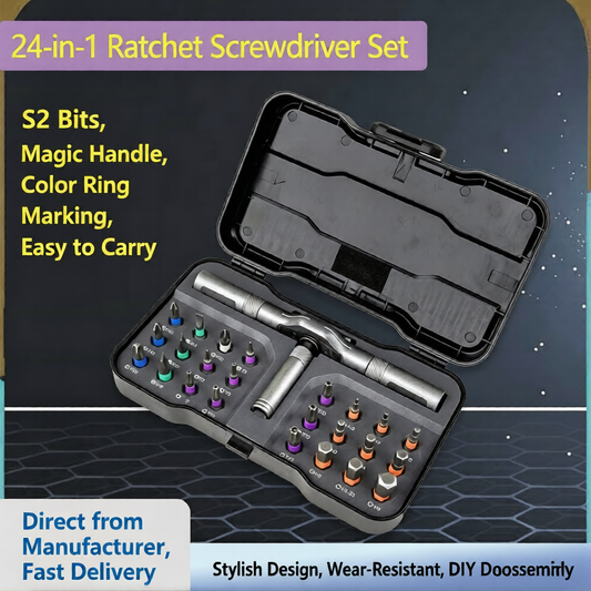 💯24-in-1 Ratchet Screwdriver Set, ✨Multi-Bit Magnetic Driver Kit with S2 Steel Bits-XXS