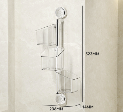 Suction-cup storage box shelf: no-drilling wall-mounted hanging basket.