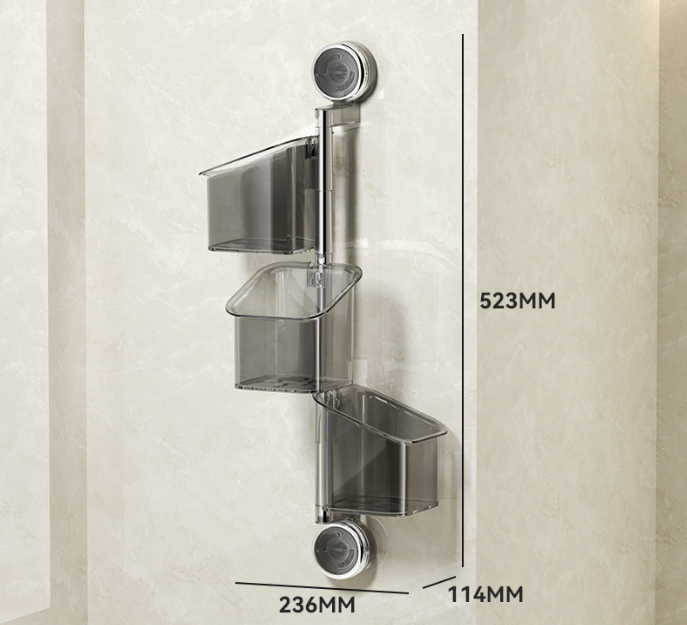Suction-cup storage box shelf: no-drilling wall-mounted hanging basket.