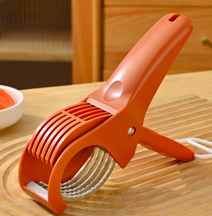 Stainless Steel Vegetable & Fruit Slicer — Adjustable Cucumber, Banana & Salad Slicing Tool with Built-in Onion & Herb Chopper (Kitchen Multi-Function Mandoline)