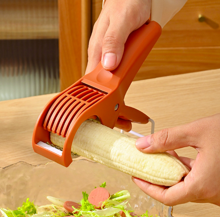 Stainless Steel Vegetable & Fruit Slicer — Adjustable Cucumber, Banana & Salad Slicing Tool with Built-in Onion & Herb Chopper (Kitchen Multi-Function Mandoline)