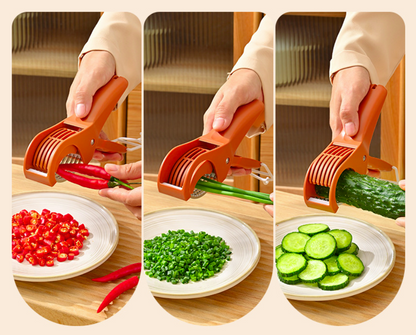 Stainless Steel Vegetable & Fruit Slicer — Adjustable Cucumber, Banana & Salad Slicing Tool with Built-in Onion & Herb Chopper (Kitchen Multi-Function Mandoline)