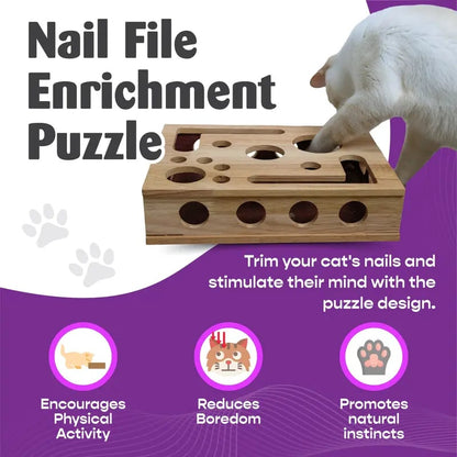 Last Day 49%OFF 🎁🎄Cat Scratch Puzzle Enrichment Box: Nail File Stress Free Alternative to Clippers and Grinders