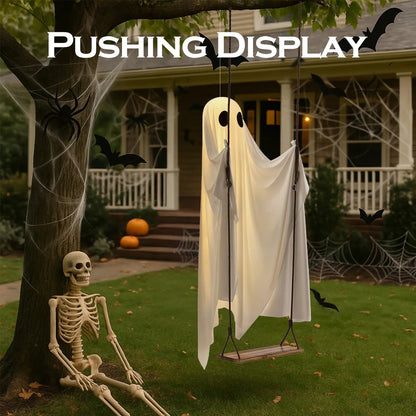 Halloween Hanging Ghost Swing with Remote Control String Lights