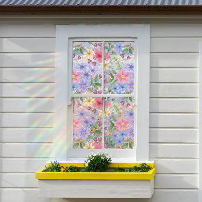 Plant and flower window stickers for glass, decorative decals for bedrooms, living rooms, kitchens, and bathrooms, renovation film