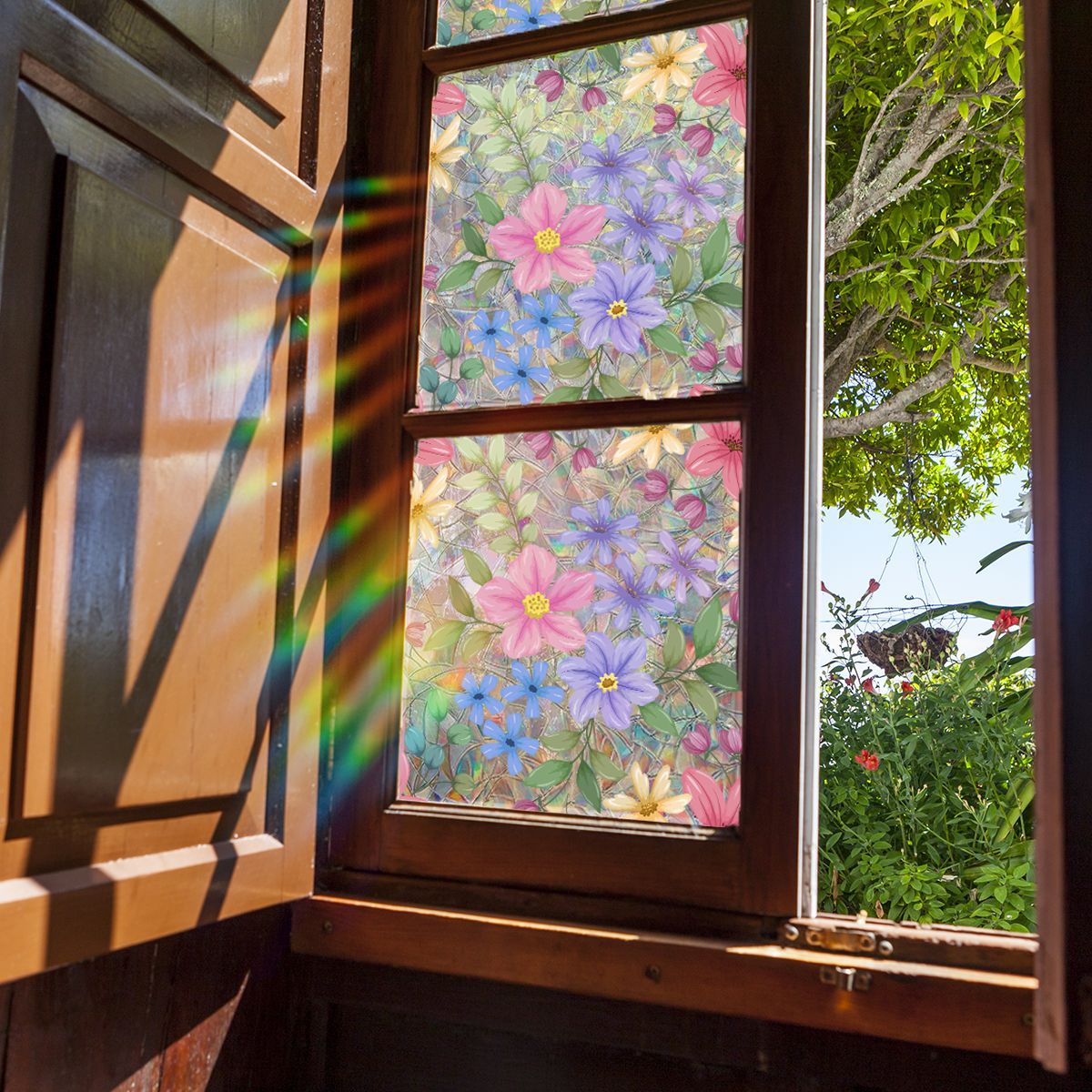 Plant and flower window stickers for glass, decorative decals for bedrooms, living rooms, kitchens, and bathrooms, renovation film