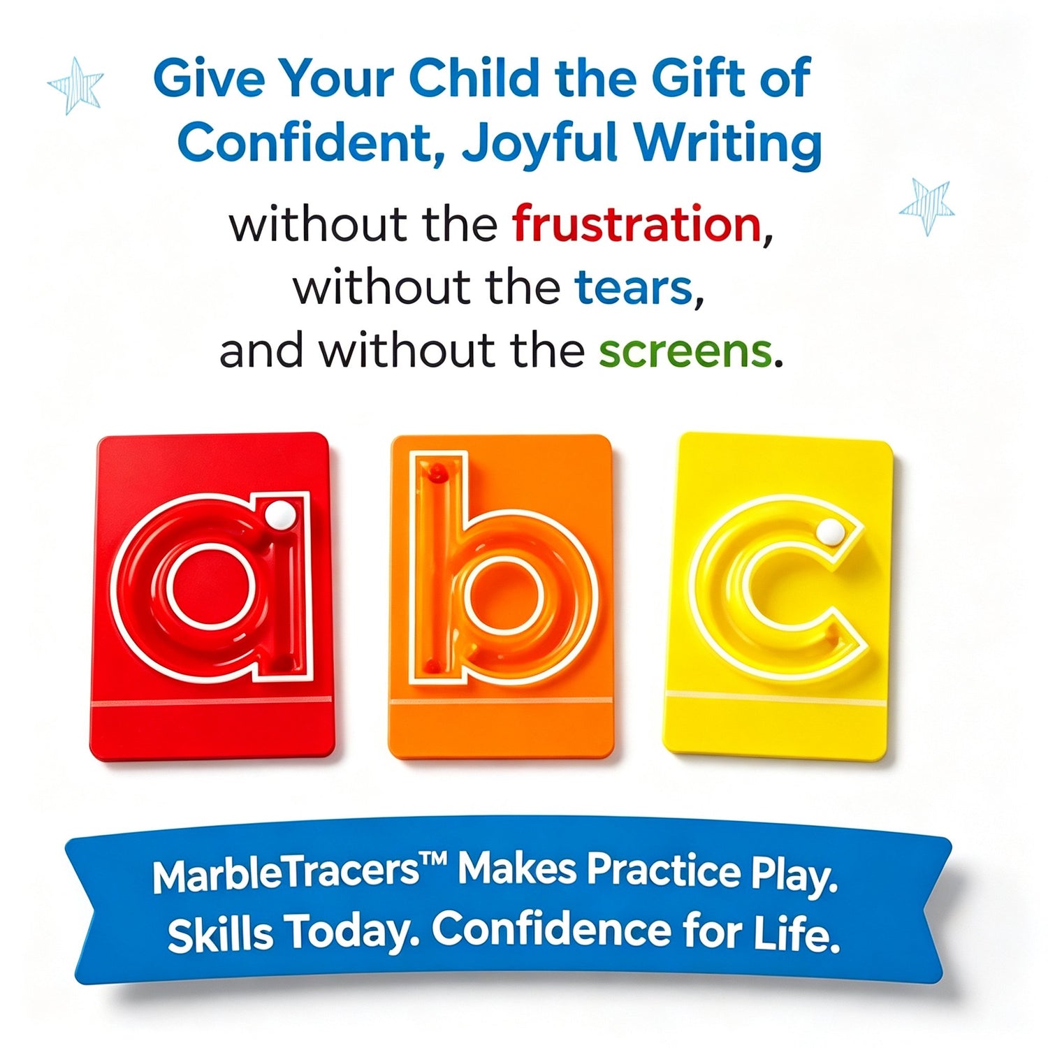 Child using a Marble Tracers tray alongside the six learning benefits