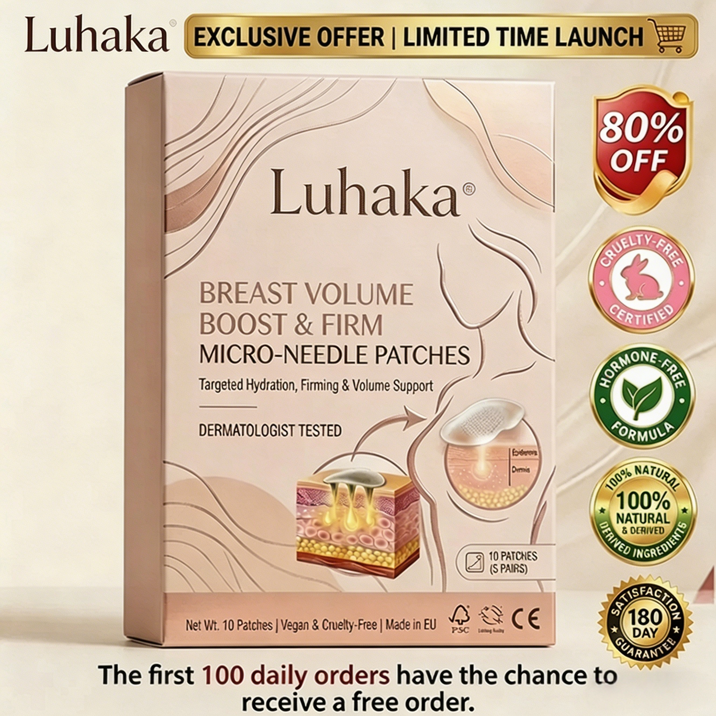 Luhaka® Targeted Breast Enhancement Advanced Nano Microneedle Patch