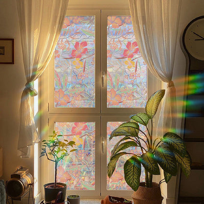 Plant and flower window stickers for glass, decorative decals for bedrooms, living rooms, kitchens, and bathrooms, renovation film
