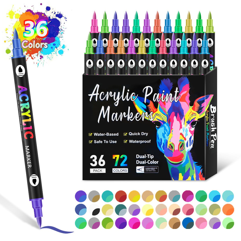 🔥Last Day Promotion-49%OFF - Dual Tip Acrylic Paint Pen Marker - 24/48/72/120Colors