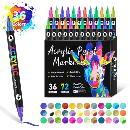 🔥Last Day Promotion-49%OFF - Dual Tip Acrylic Paint Pen Marker - 24/48/72/120Colors