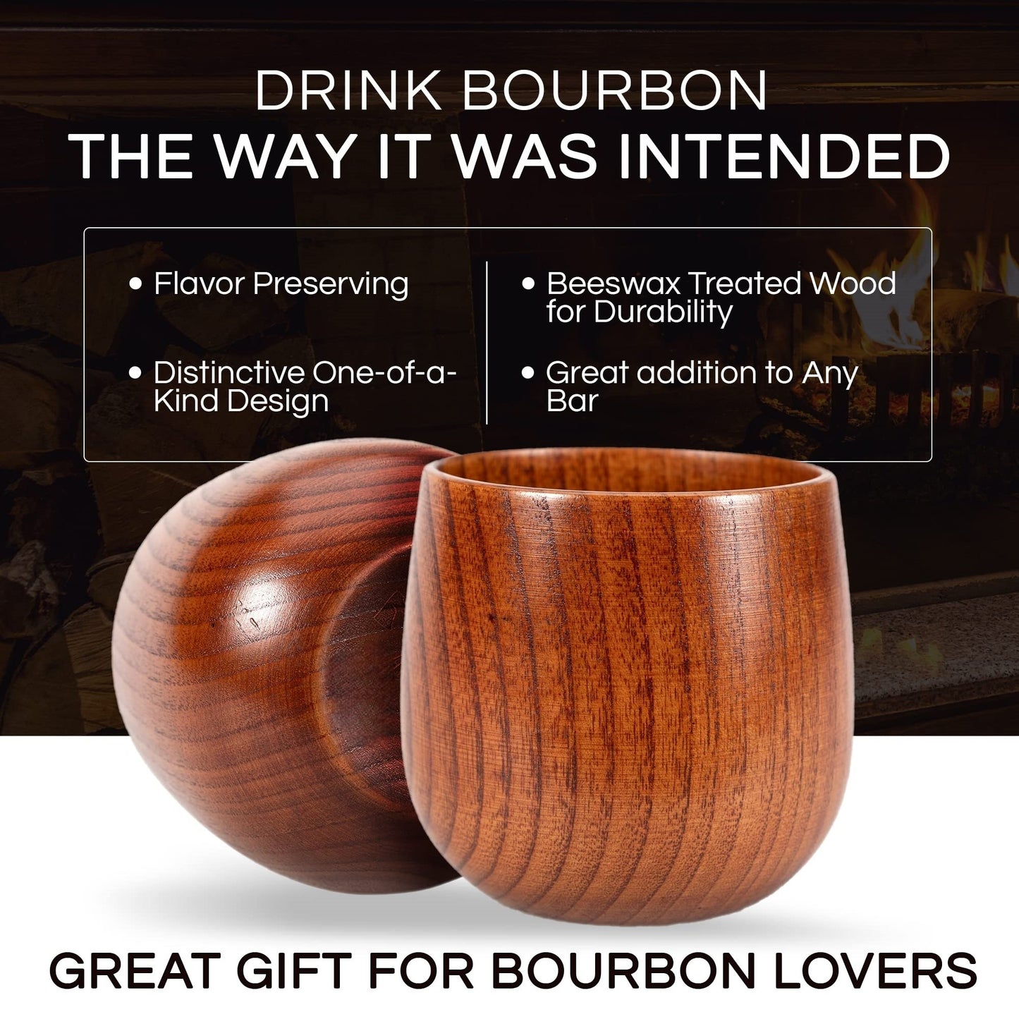 🍵Handmade and Charred Drinking Vessel -Original Wooden Bourbon Drinking Cup