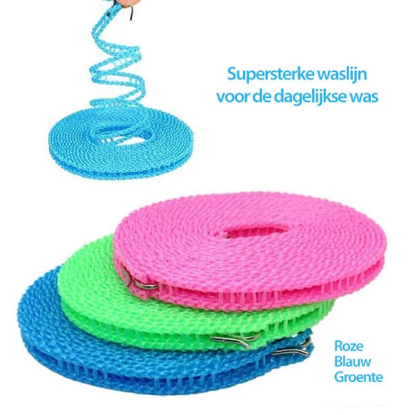 Adjustable Windproof Clothesline with Hooks - Portable Heavy Duty Travel Laundry Line for Outdoor. Backyard. Camping & Indoor Drying