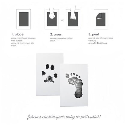 🐾Paw Print Kit for Dogs & Cats - 4-Pcs Mess-Free Ink Pads. 2 Photo Frames | Clean Touch Pet Paw and Nose Print Keepsake Memorial Gift