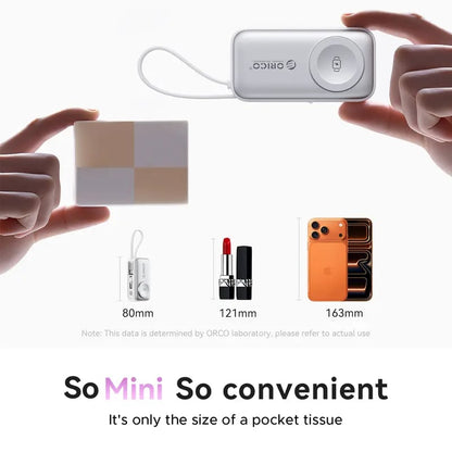 🔋 Orico 3-in-1 Power Bank – Integrated Cable & Foldable Wall Plug – Wireless Watch Charger for iPhone & Android ✈️