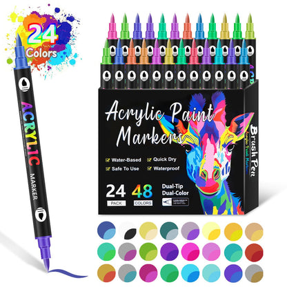 🔥Last Day Promotion-49%OFF - Dual Tip Acrylic Paint Pen Marker - 24/48/72/120Colors