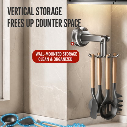 Rotating Hook Multi-Functional Storage Rack