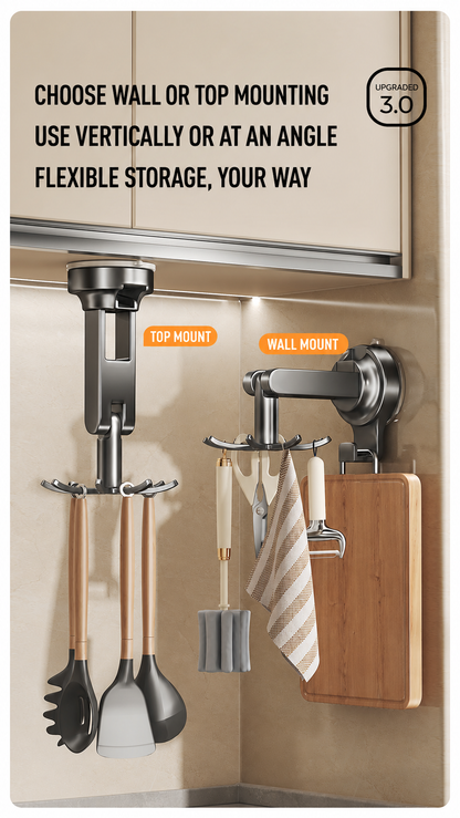 Rotating Hook Multi-Functional Storage Rack