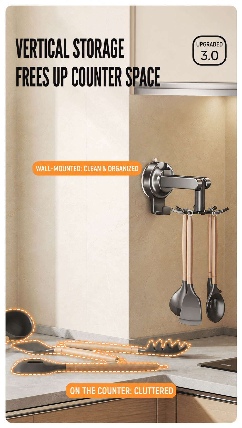 Rotating Hook Multi-Functional Storage Rack