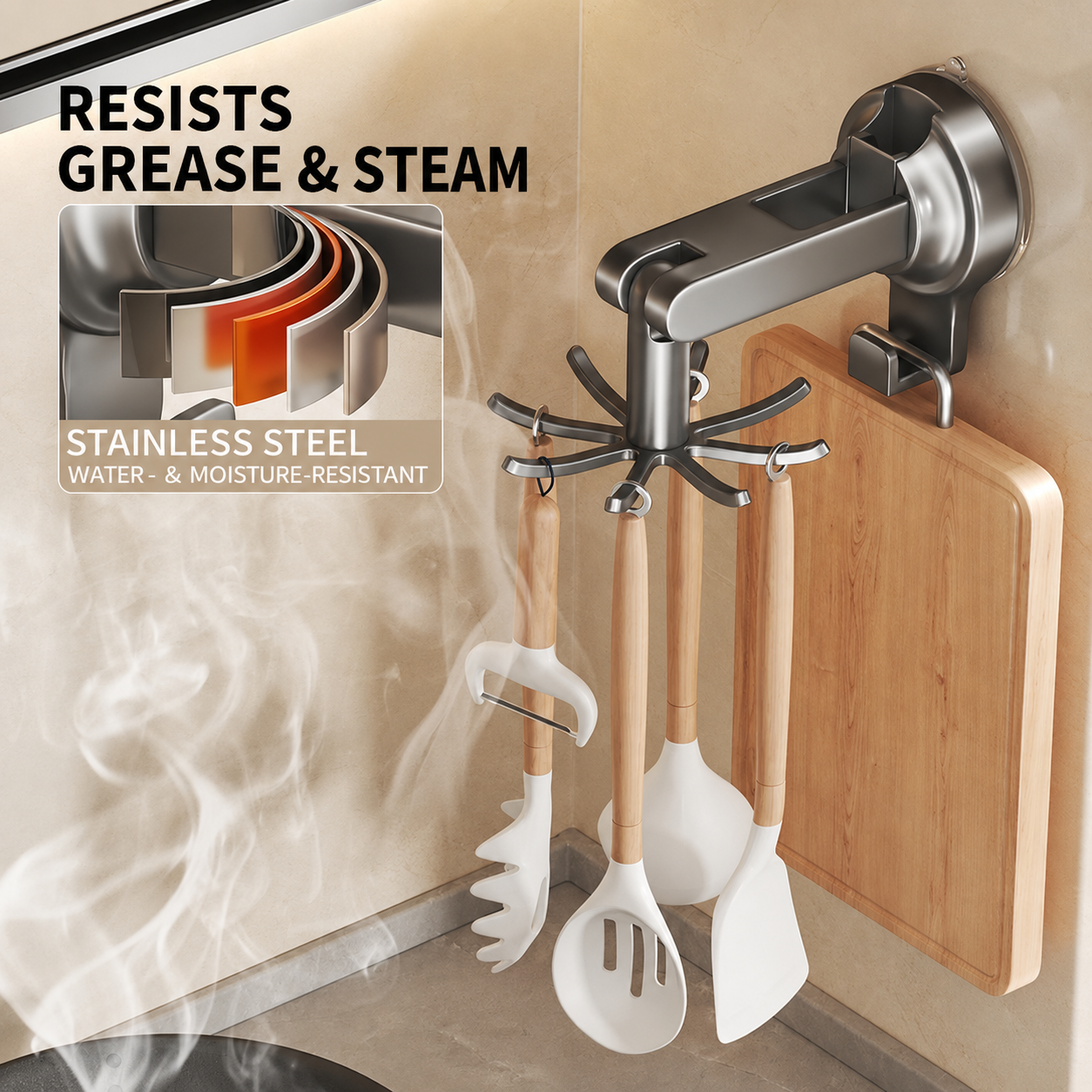 Rotating Hook Multi-Functional Storage Rack