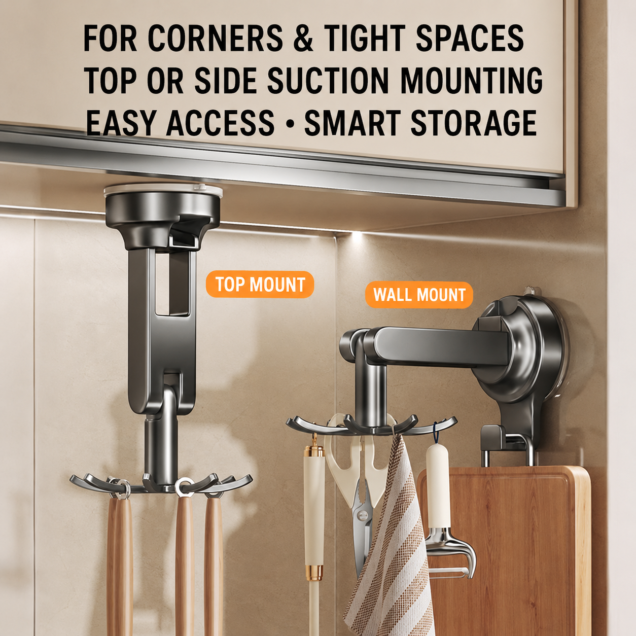 Rotating Hook Multi-Functional Storage Rack