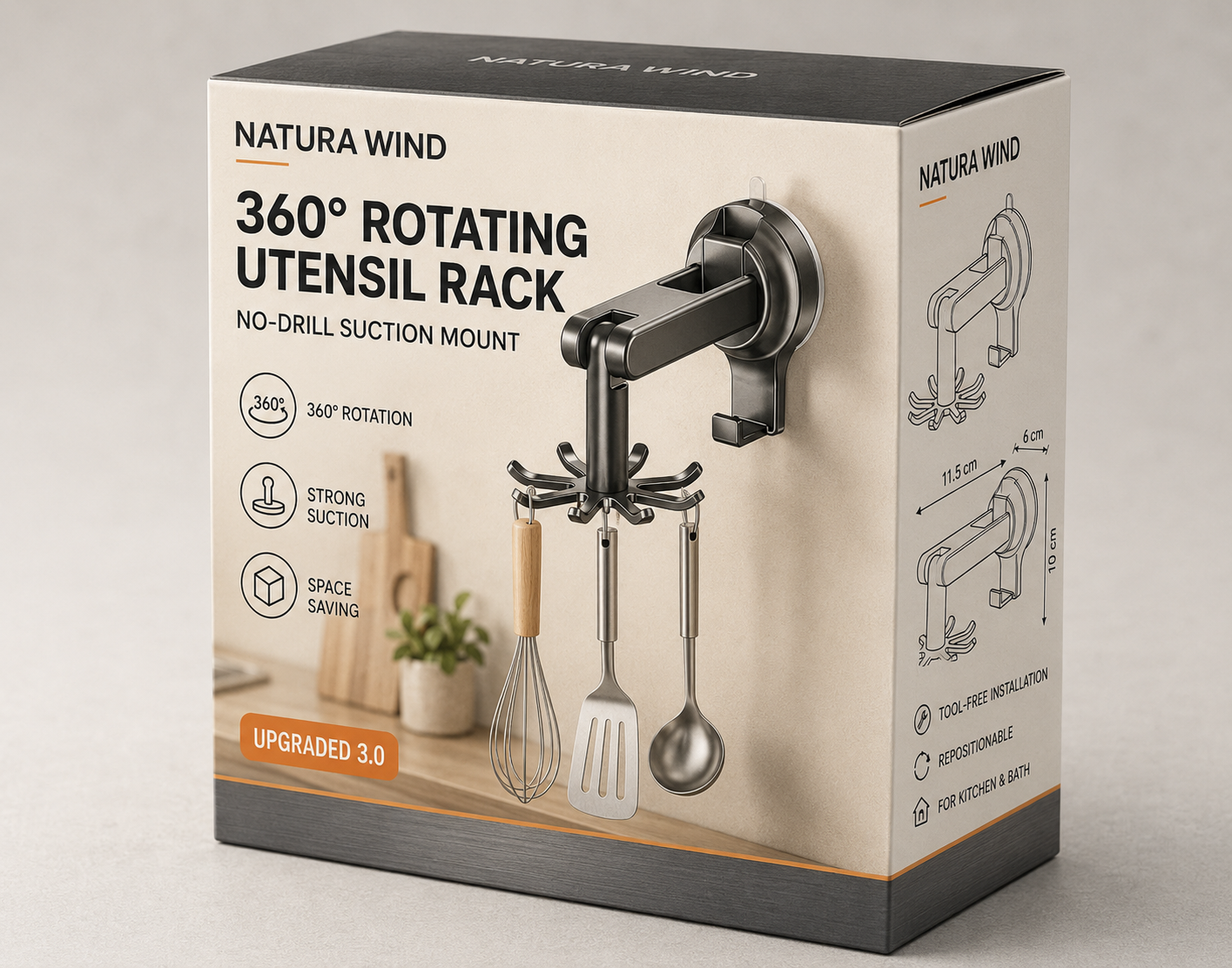 Rotating Hook Multi-Functional Storage Rack