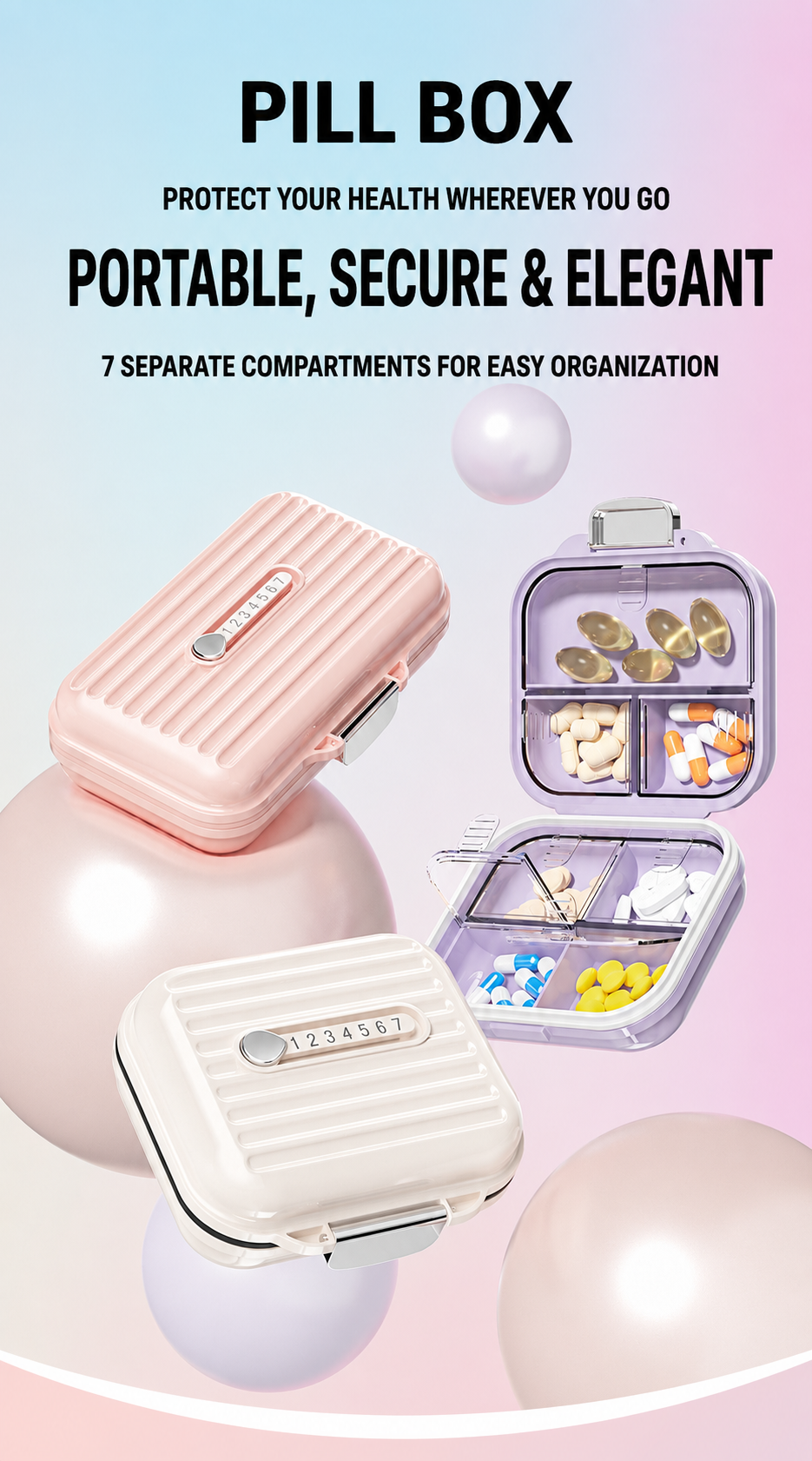 Sealed Mini Portable Compartmentalized Pill Box