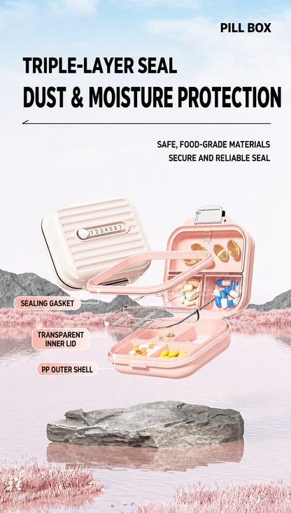 Sealed Mini Portable Compartmentalized Pill Box