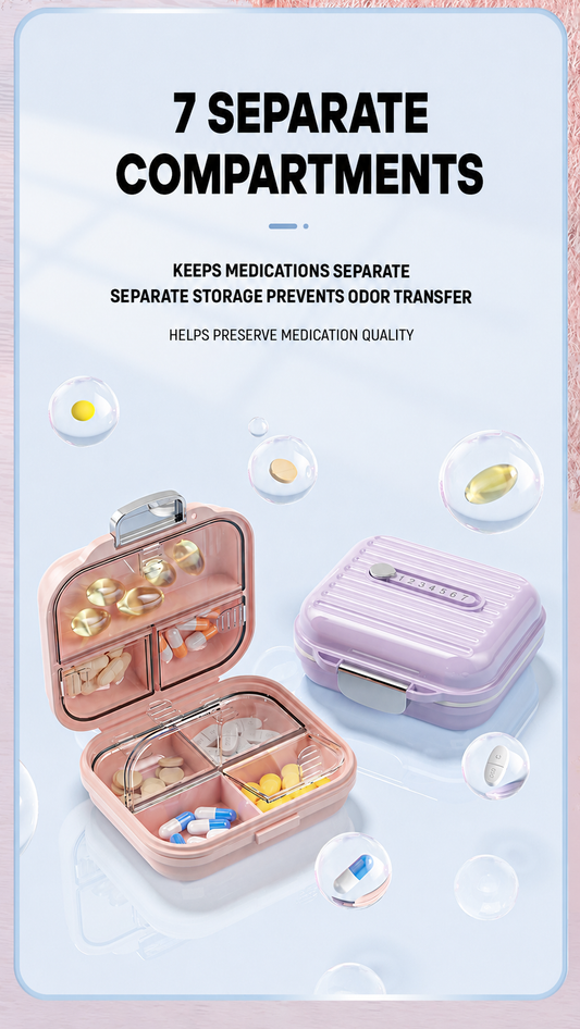 Sealed Mini Portable Compartmentalized Pill Box