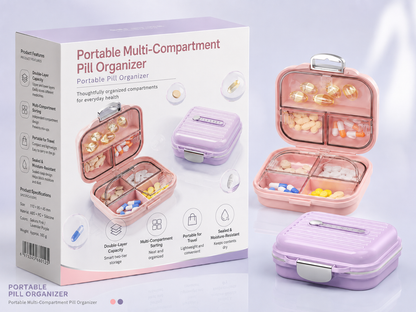 Sealed Mini Portable Compartmentalized Pill Box