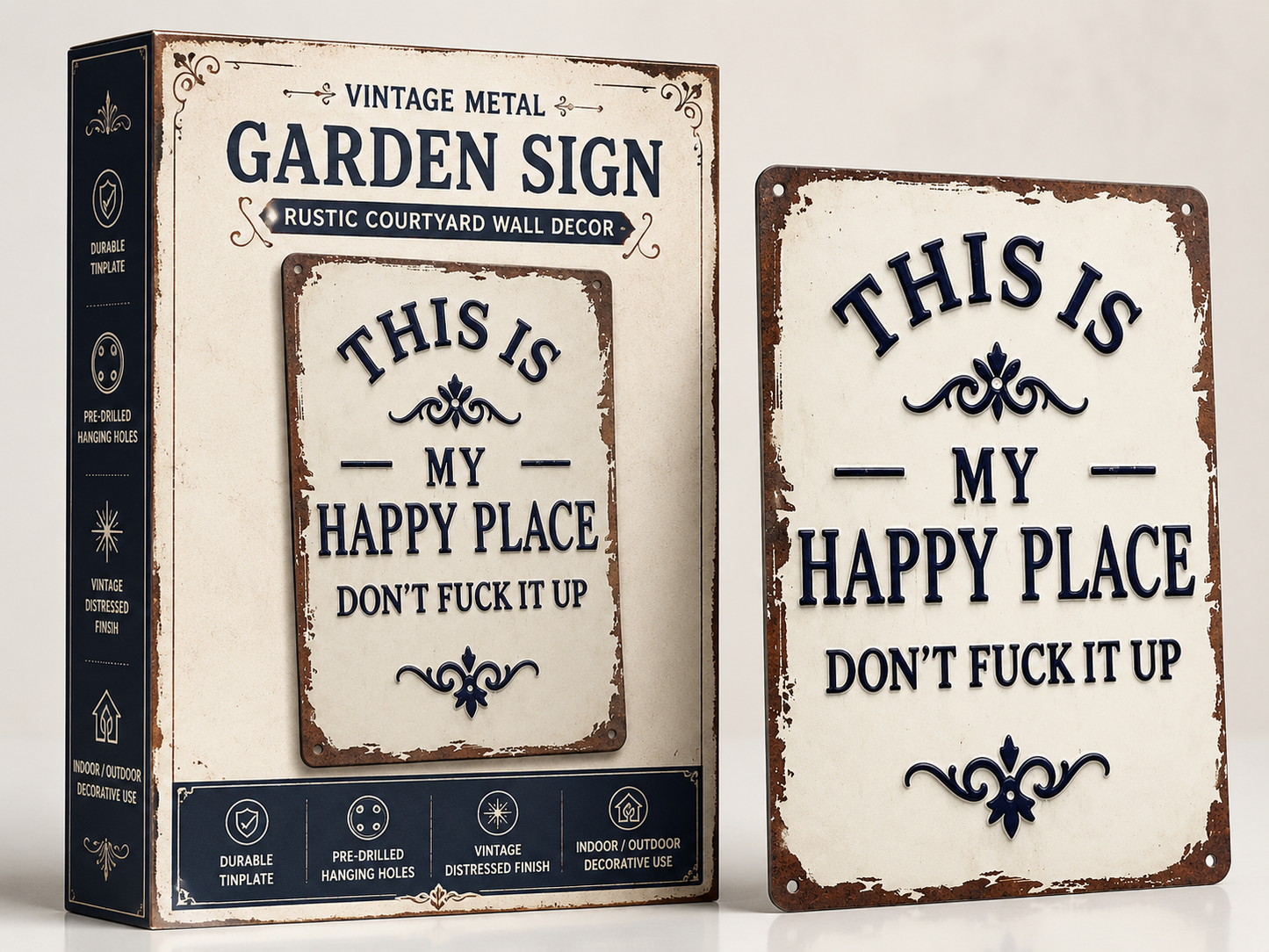 Tin Sign for Garden and Courtyard Metal Decorative Plaque