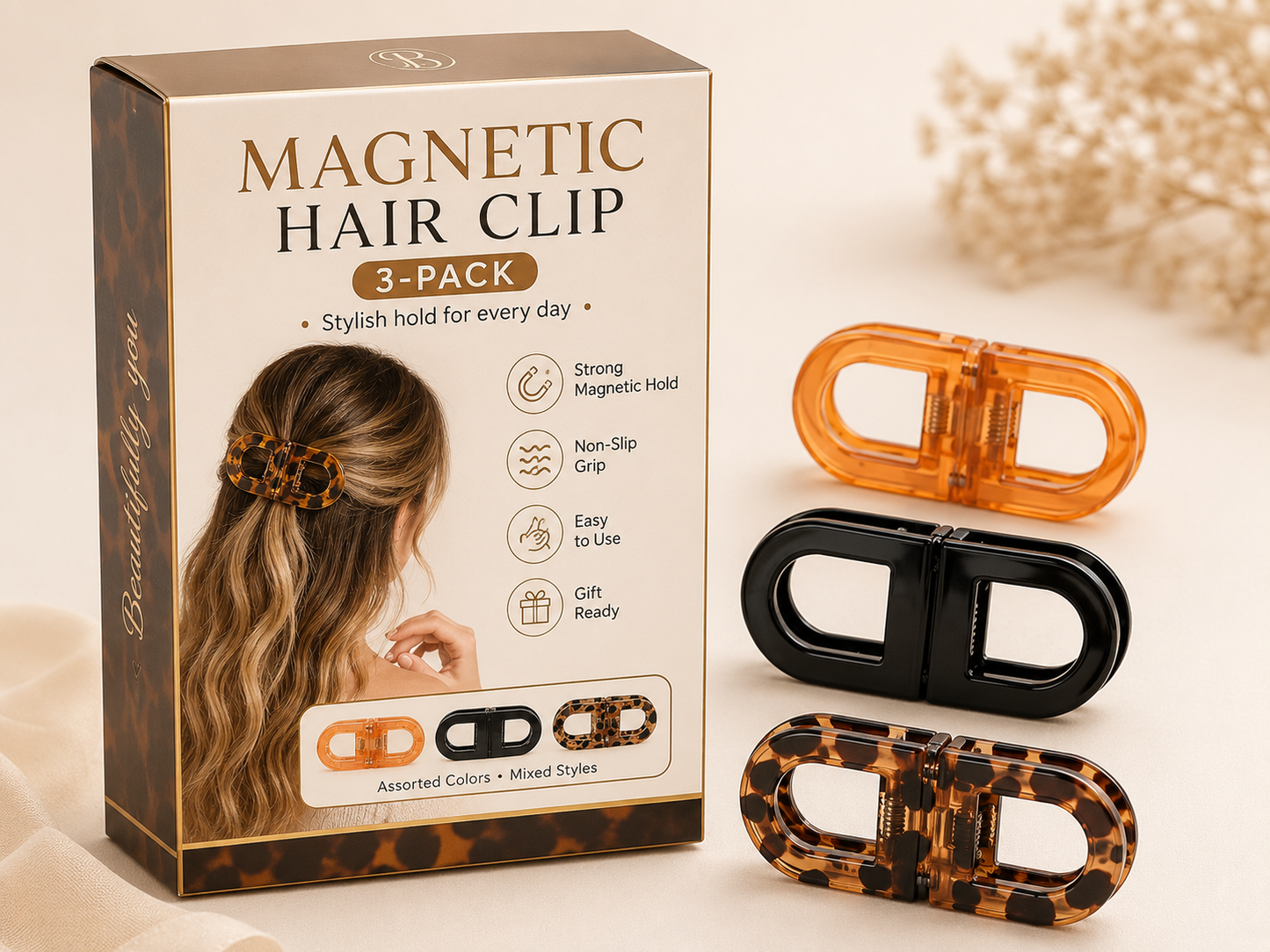 Women's Seamless Magnetic Hair Clip Decoration