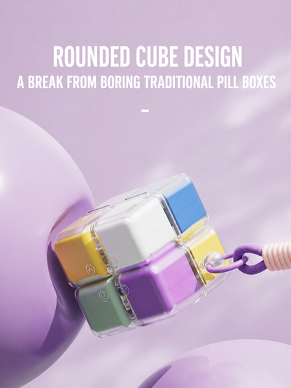 Magnetic Cube Compartment Portable Pill Case