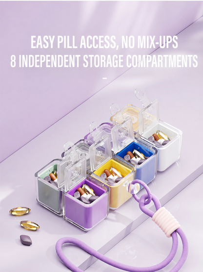 Magnetic Cube Compartment Portable Pill Case