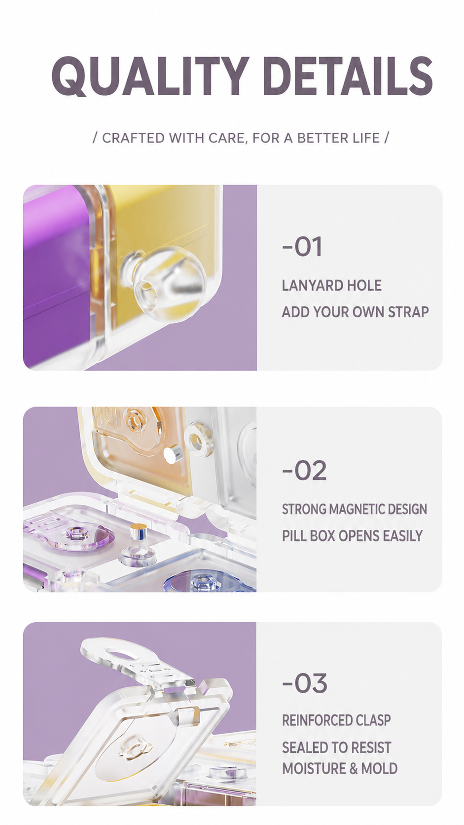 Magnetic Cube Compartment Portable Pill Case