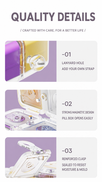 Magnetic Cube Compartment Portable Pill Case