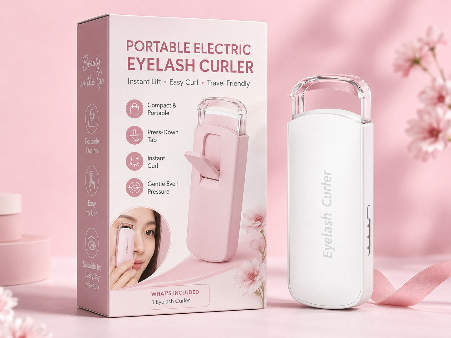 Portable Electric Eyelash Curler with Long-Lasting Curl and Rechargeable Design