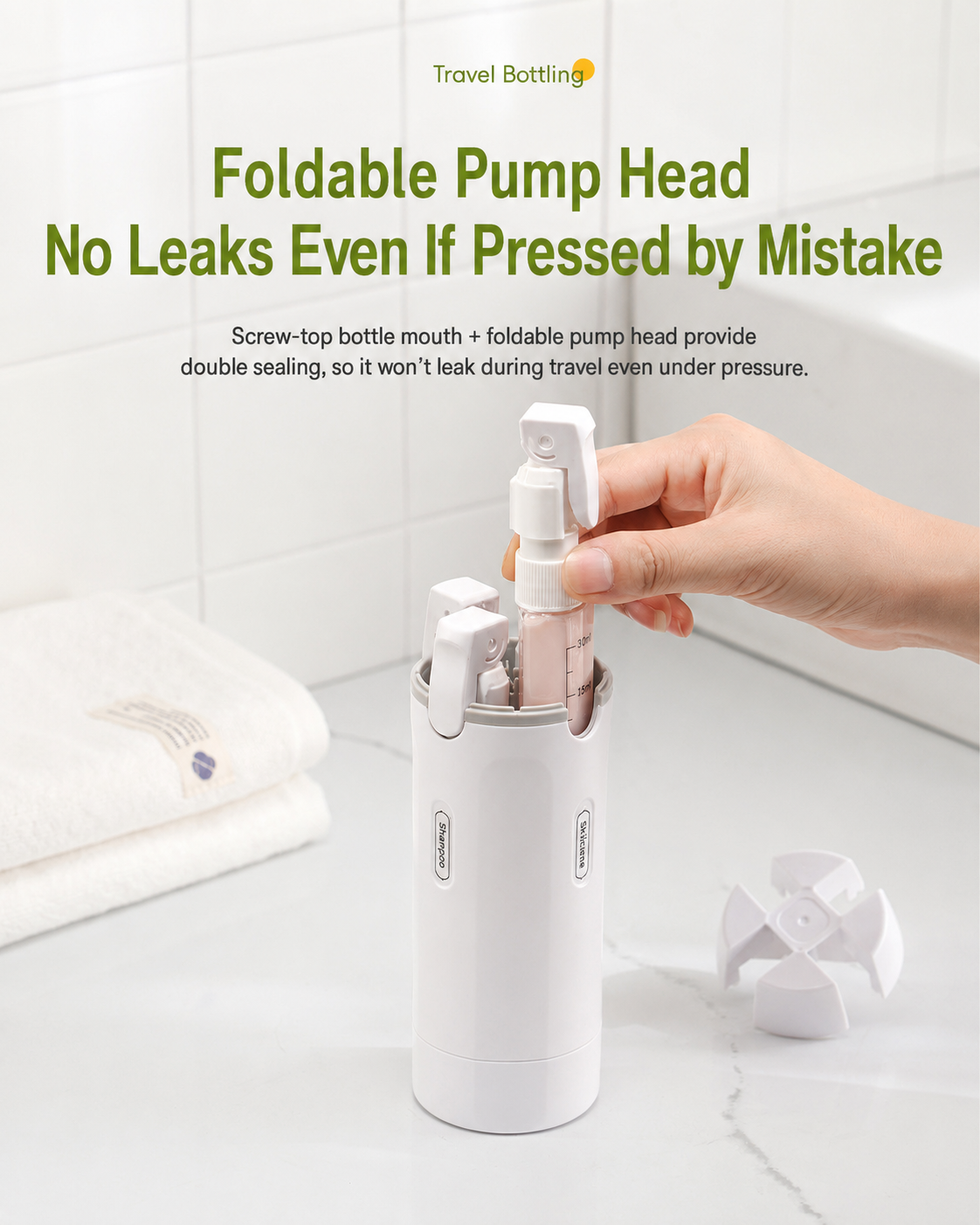 Quadruple-Function Shampoo and Body Wash Bottle, Portable Storage Bottle