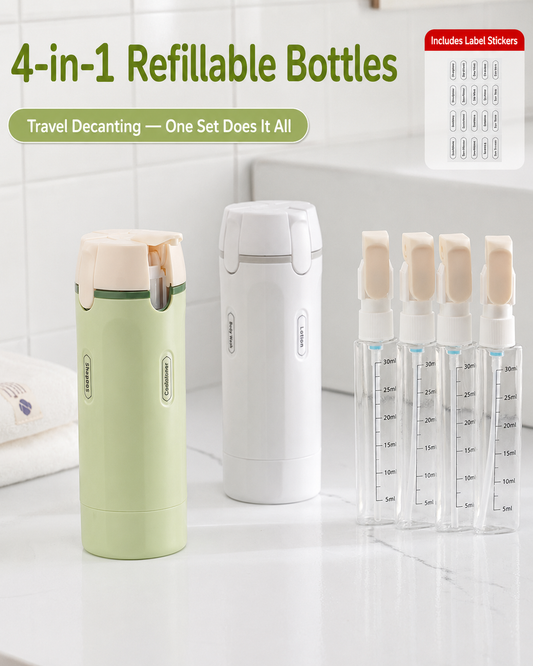 Quadruple-Function Shampoo and Body Wash Bottle, Portable Storage Bottle