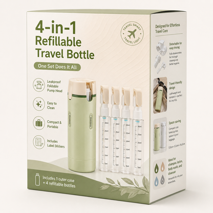 Quadruple-Function Shampoo and Body Wash Bottle, Portable Storage Bottle