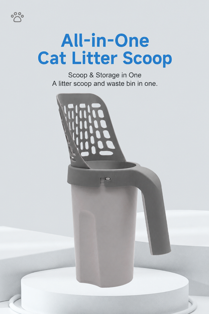 All-in-one cat litter scoop