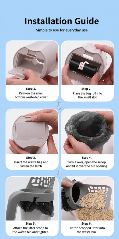All-in-one cat litter scoop