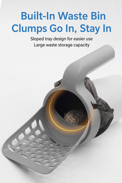 All-in-one cat litter scoop
