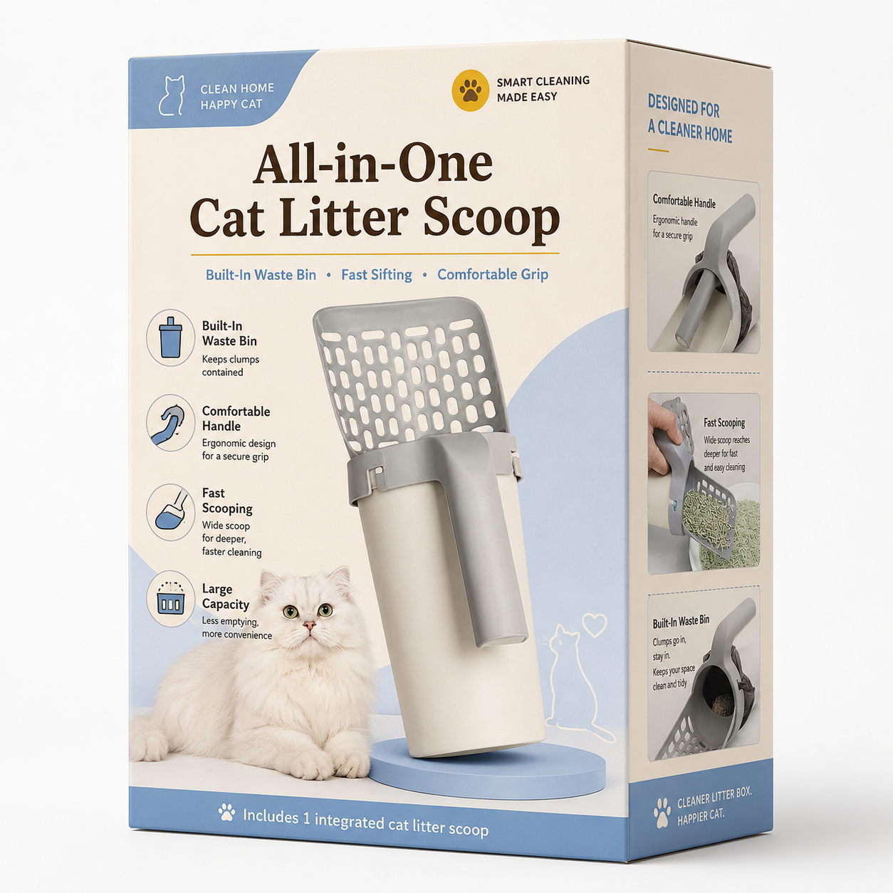 All-in-one cat litter scoop