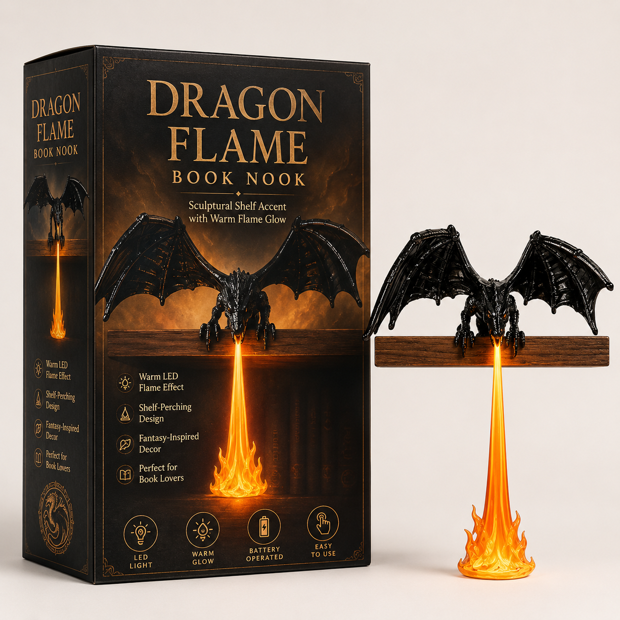 Dragon Shelf Light – Dragon-shaped bookshelf decoration