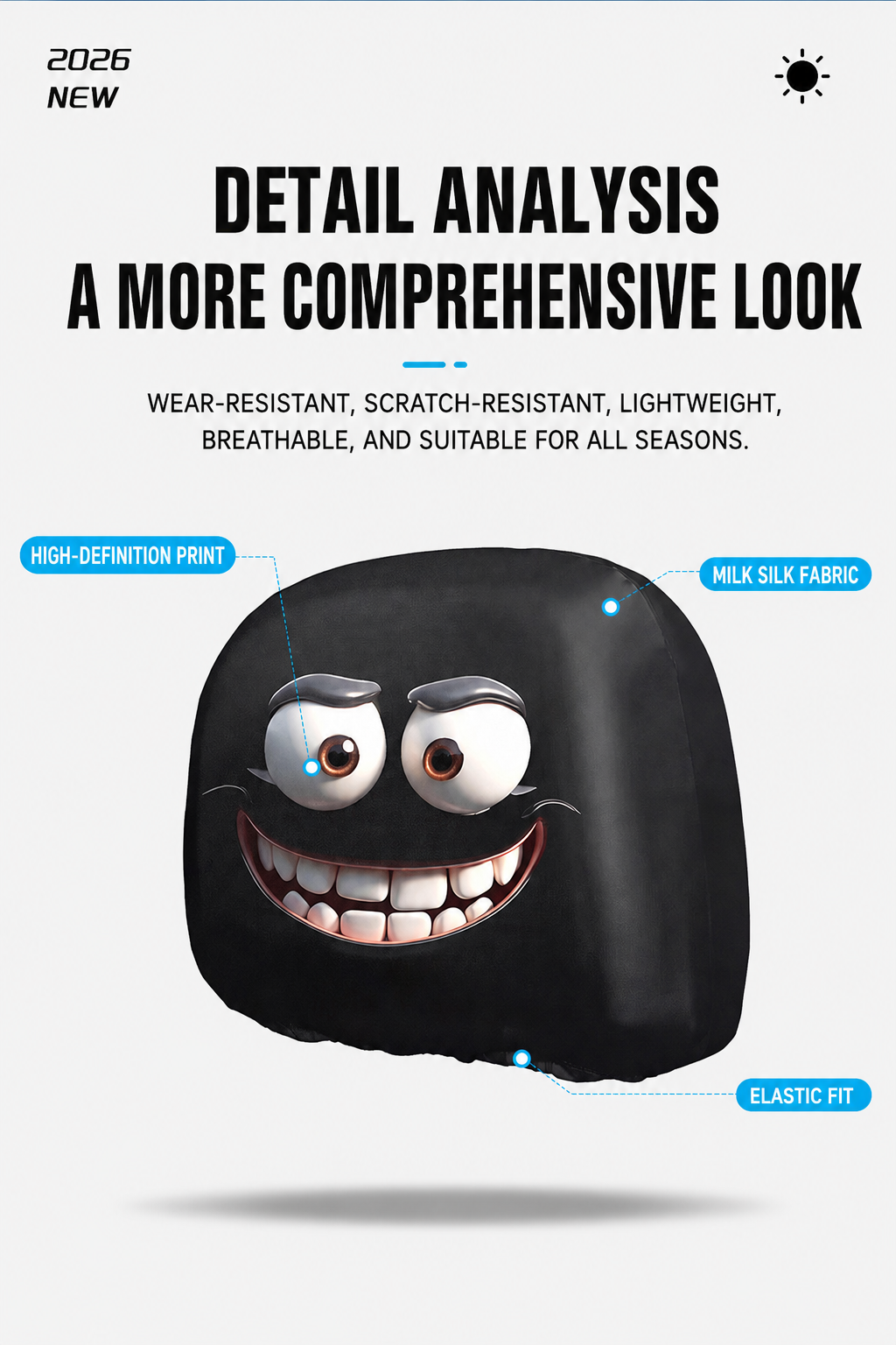 Car-print pillowcase, universal stretchable and fun novelty head cover