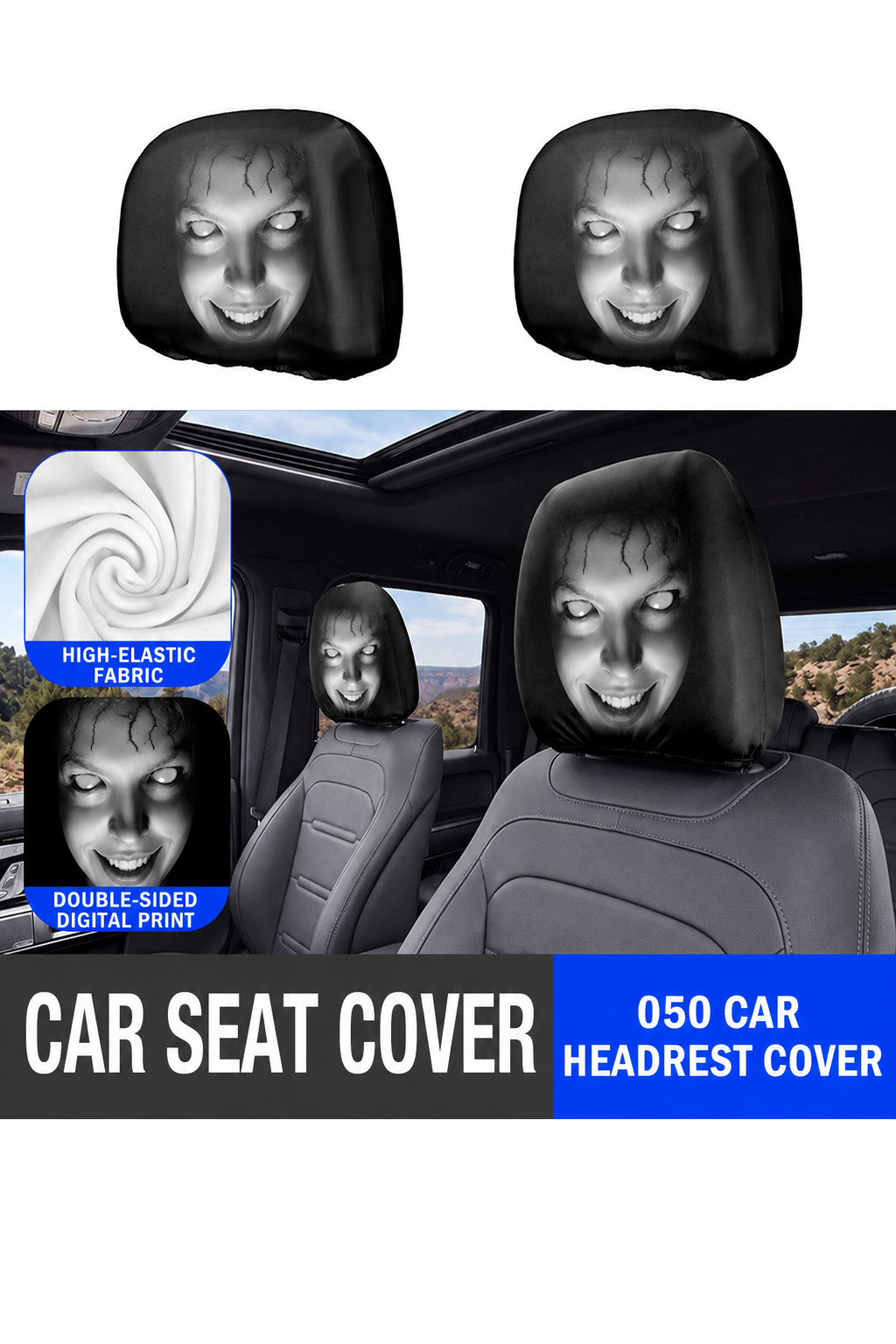 Car-print pillowcase, universal stretchable and fun novelty head cover