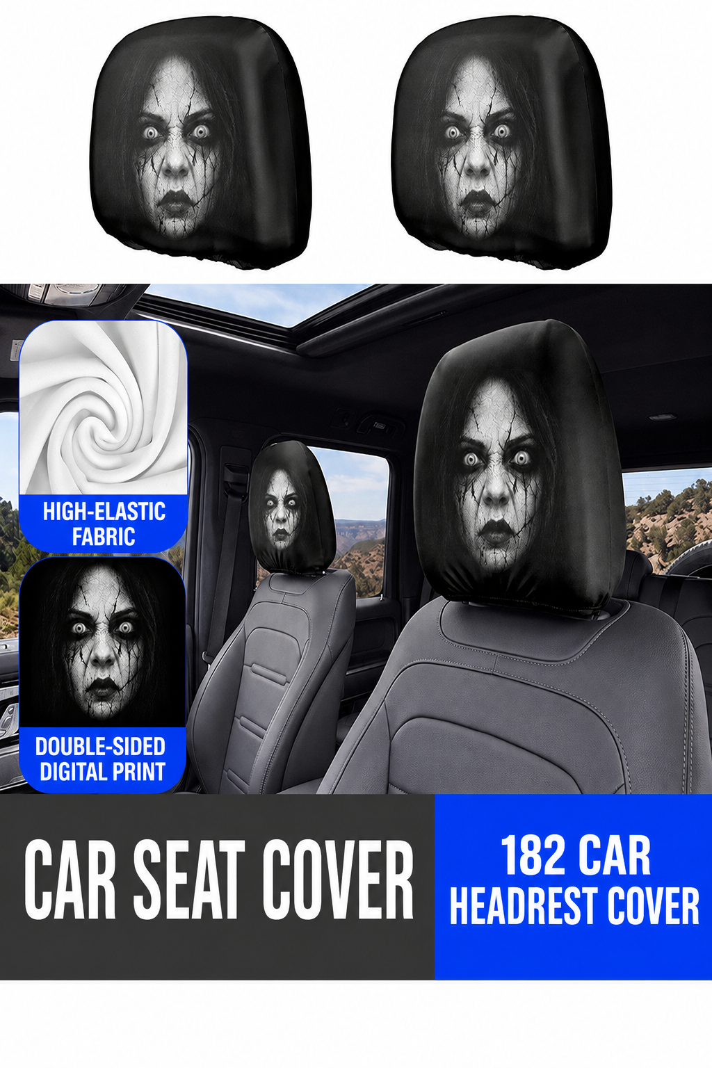 Car-print pillowcase, universal stretchable and fun novelty head cover